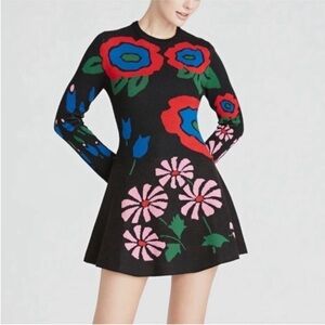 Amur Floral Black wool sweater Dress